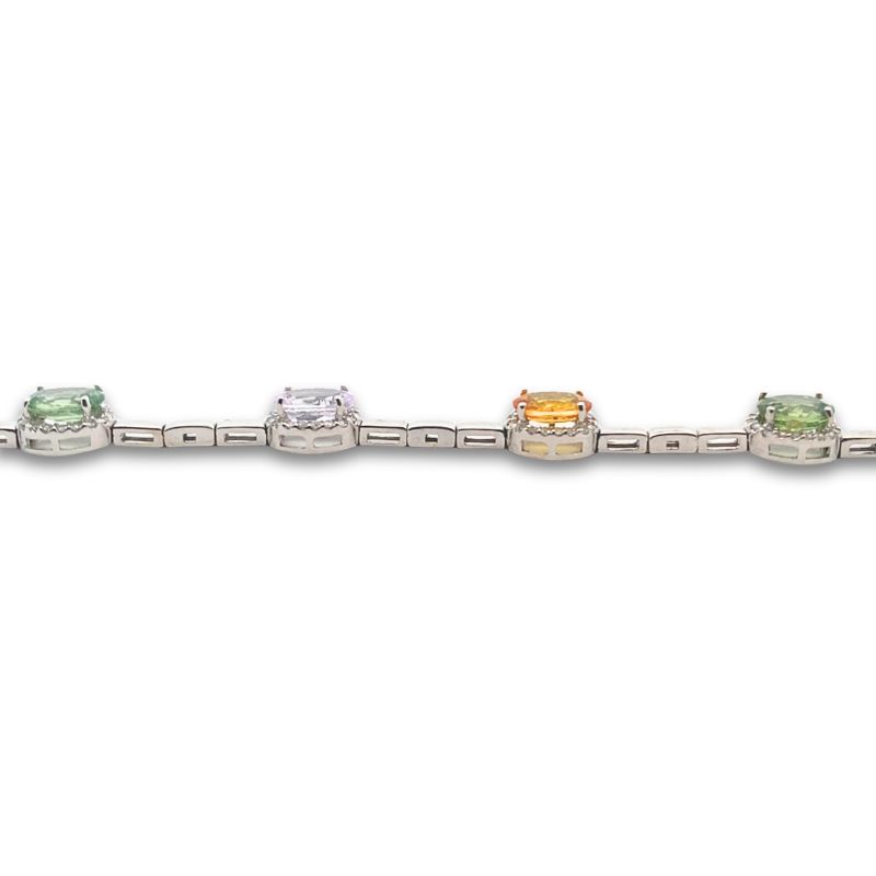 8.50ctw Oval Multi-Color Sapphire and Diamond Bracelet - Image 3