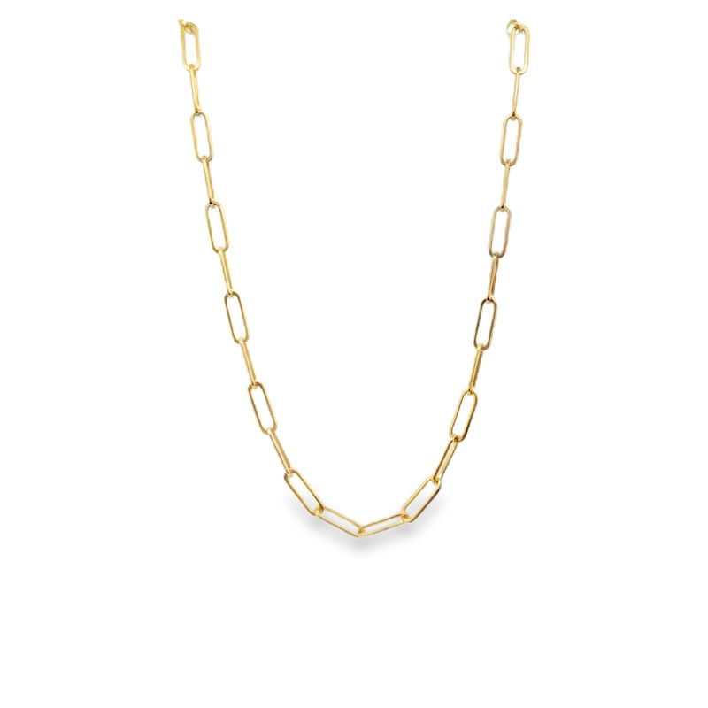 3mm Paperclip Necklace, 14kt Yellow