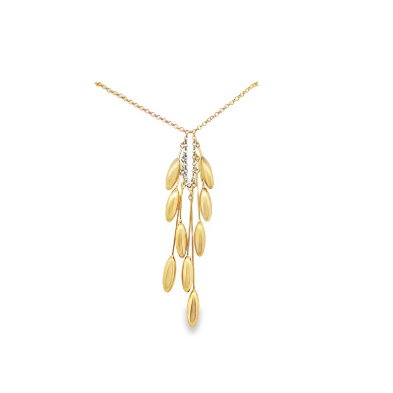 9 Element Drop Necklace, 14kt Yellow Gold