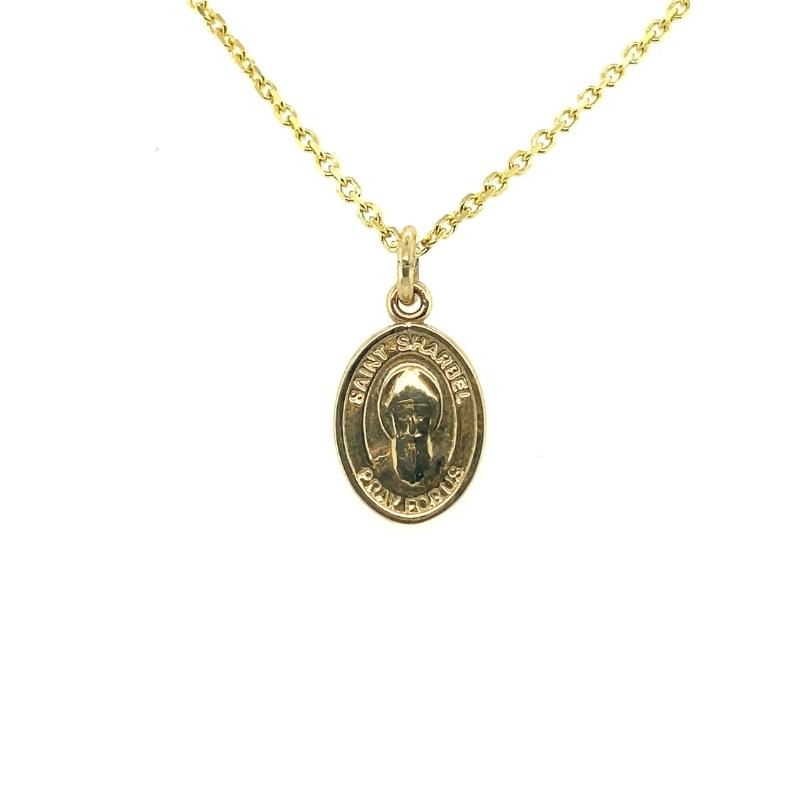 12mm Oval St. Sharbel Medallion, 14kt Yellow Gold - Image 2