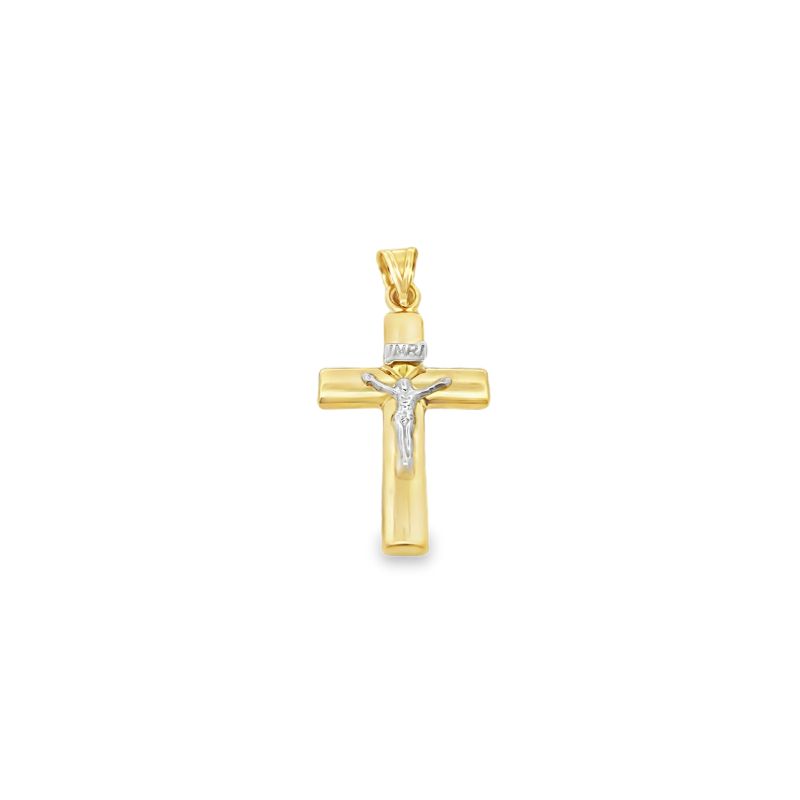 4.5mm Wide Two Tone Crucifix, 10kt