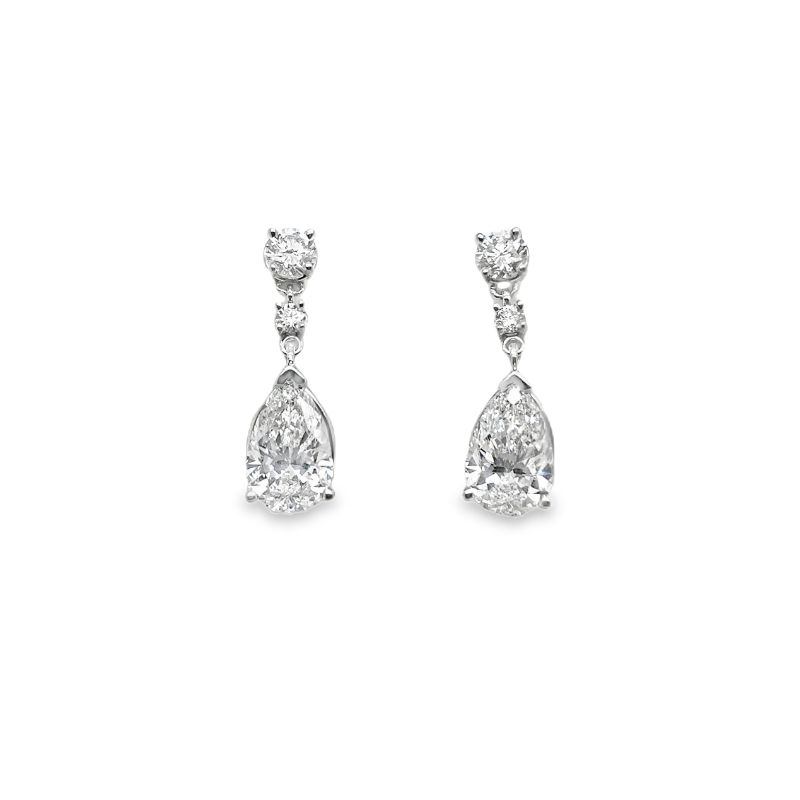 4.00ctw Pear Shape Drop Earrings, 14kt