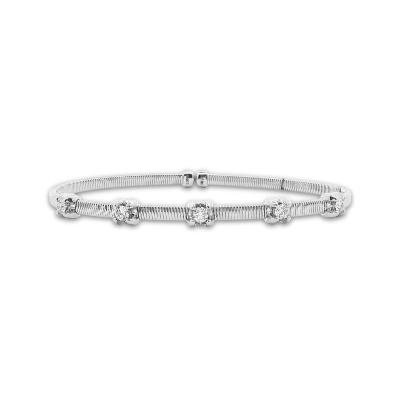 Flexible Fluted 0.33ctw Diamond Cuff Bangle, 14kt