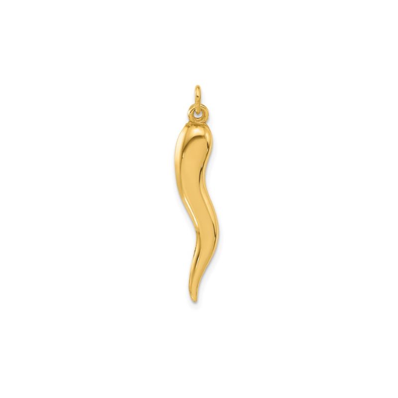 27mm Italian Horn Pendant, 14kt Yellow