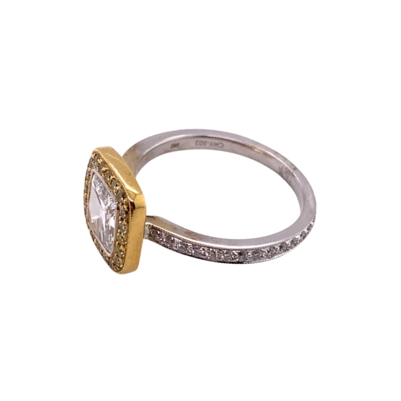 Henri Daussi Two-Tone Diamond Halo Engagement Ring - Image 2