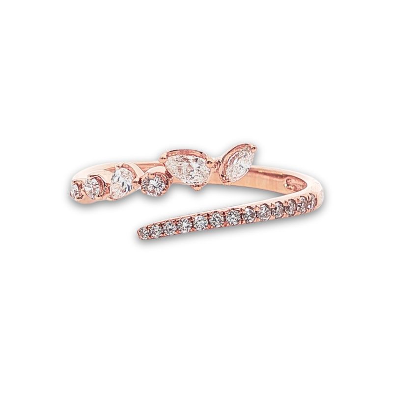 0.30ctw Mixed Shape Bypass Ring, 18kt Rose