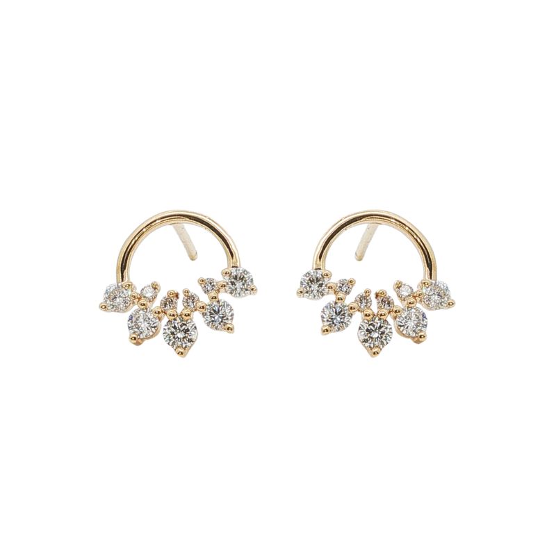 0.60ctw, Snowdrift Diamond Earrings, 18kt Yellow