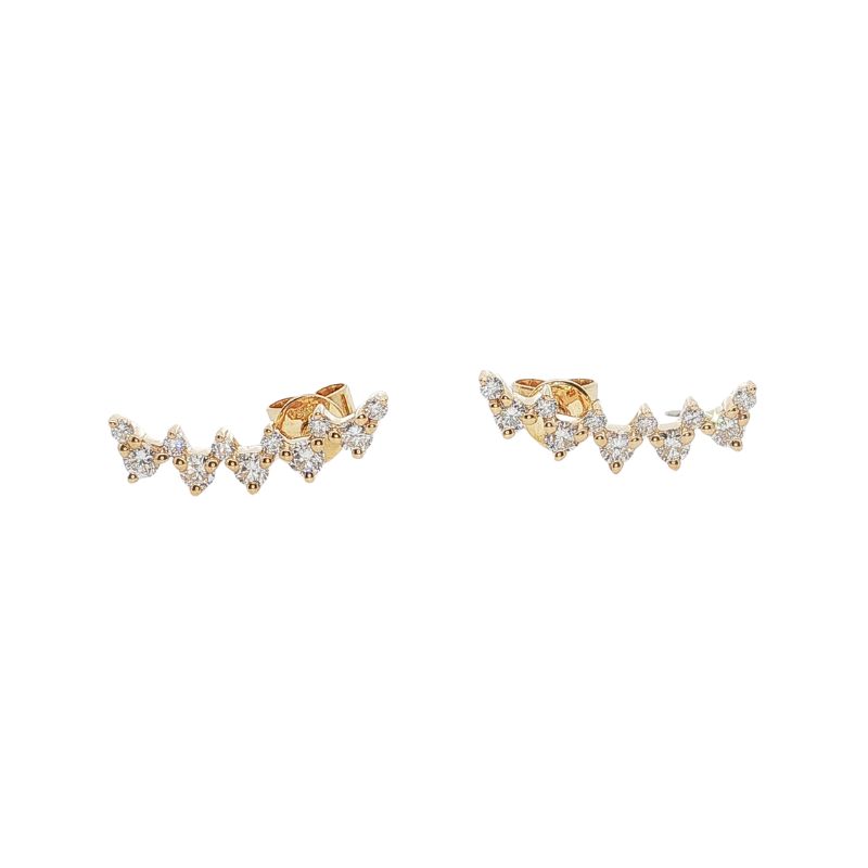 0.38ctw Alternating Climber Bar Earrings, 18kt Yellow - Image 2