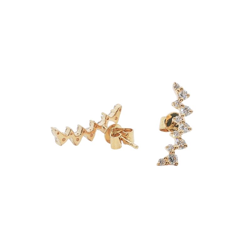 0.38ctw Alternating Climber Bar Earrings, 18kt Yellow - Image 3