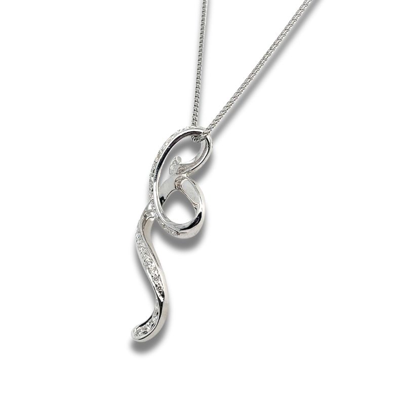 0.75ctw Diamond Swirl Drop Pendant on Chain, 14kt - Image 2