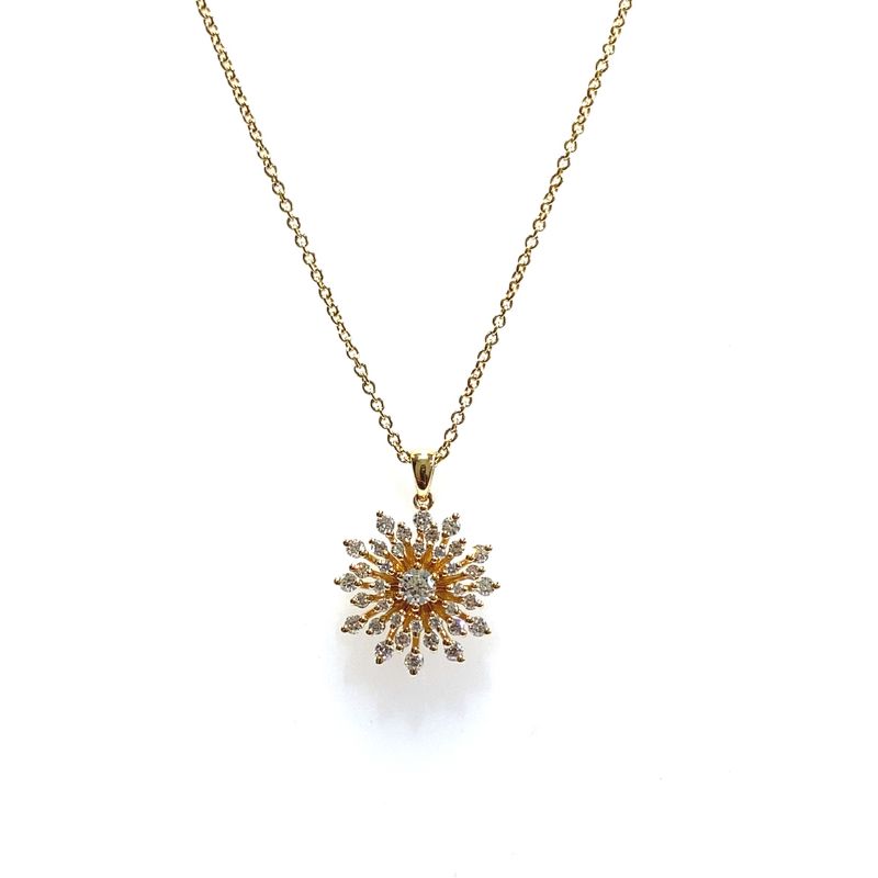 0.75ctw Diamond Snowflake Pendant on Chain, 14kt