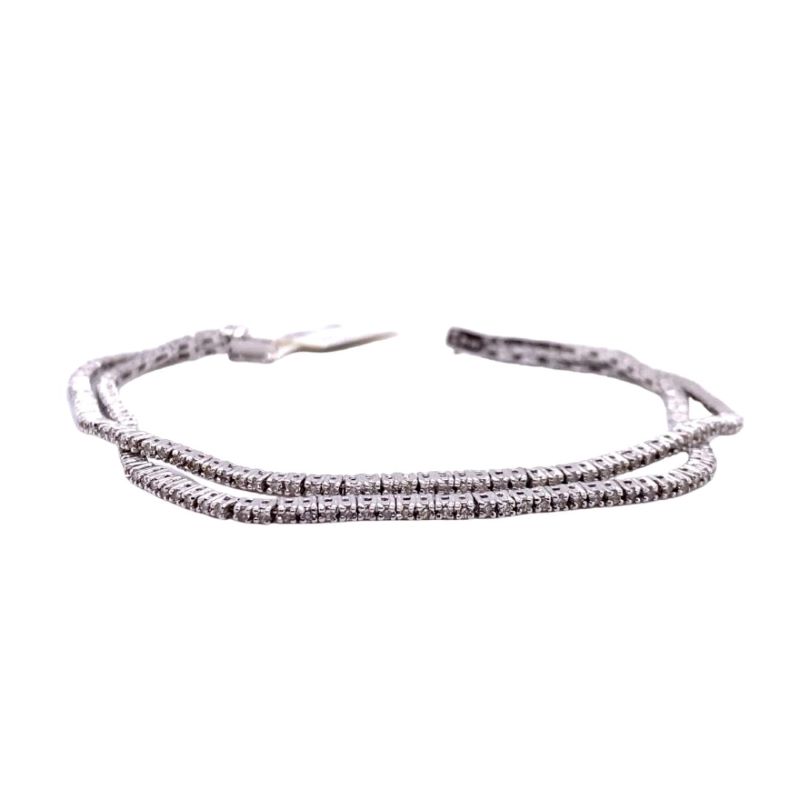 2.00ct Two Strand Prong Set Diamond Tennis Bracelet, 14kt White Gold