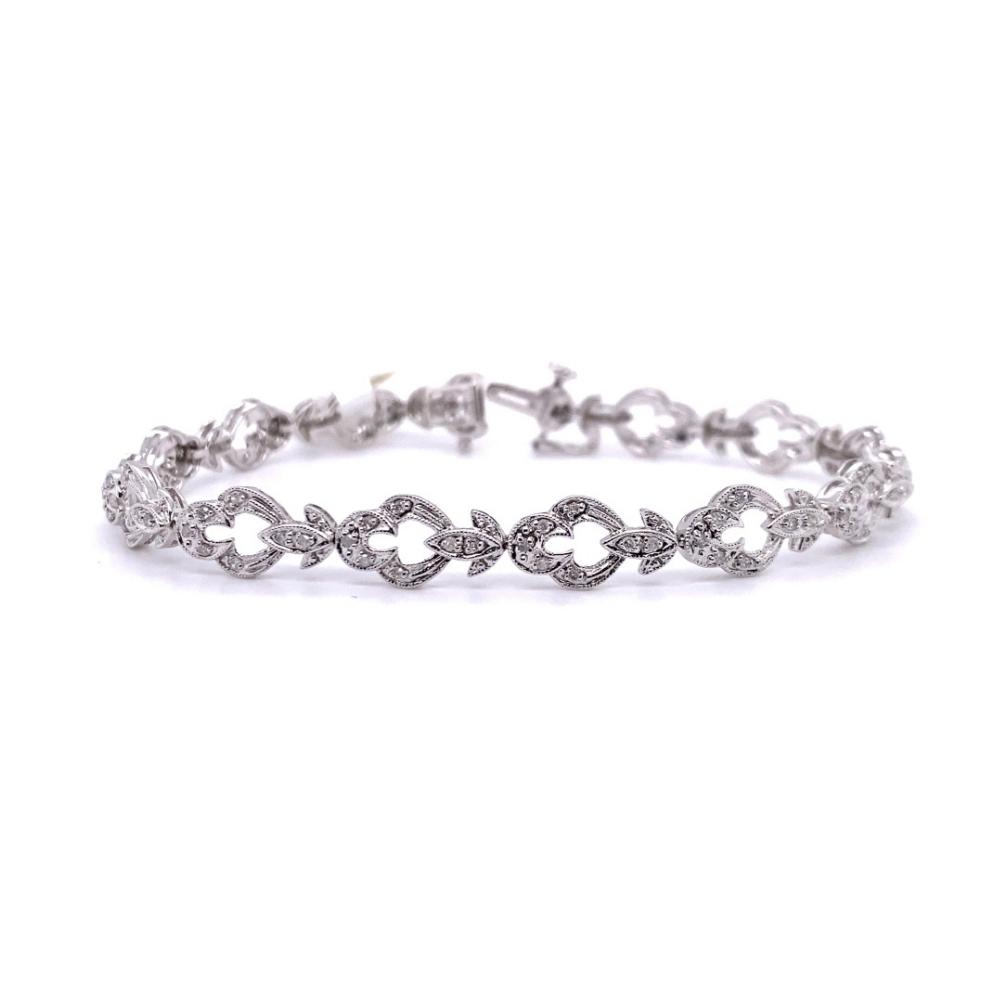 0.52ct Vintage Design Diamond Bracelet, 14kt White Gold