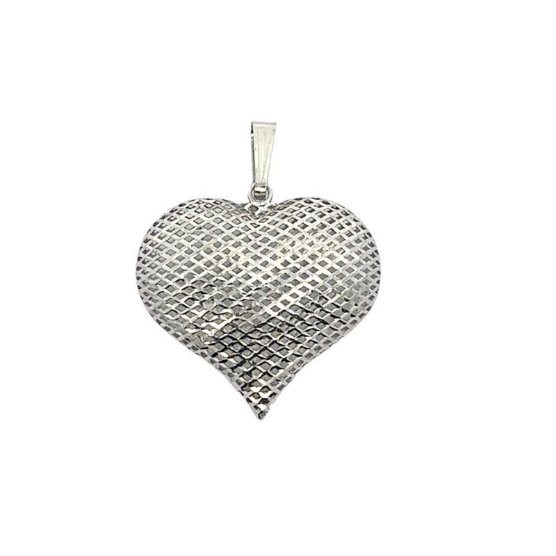 Large Filigree Puff Heart, 14kt White