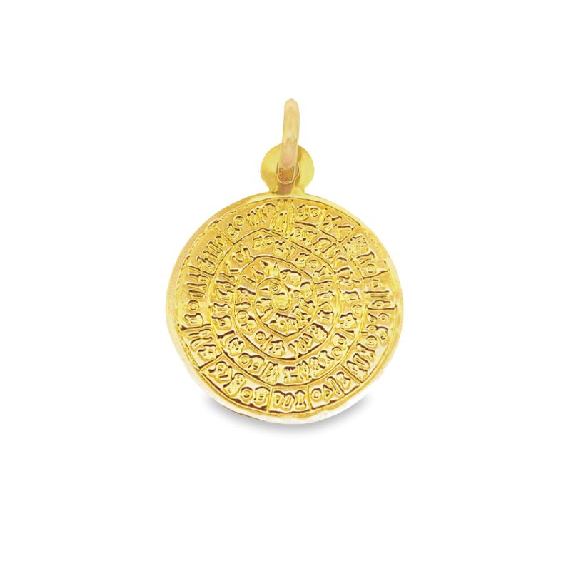 14kt Yellow Gold, Mayan Calendar Pendant