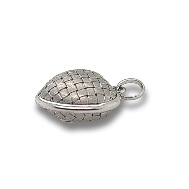 Large Puff Heart with Woven Pattern, 14kt White - Image 2
