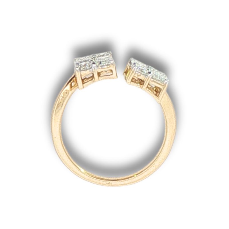 1.50ctw Two Rectangular Diamond Plates Bypass Ring, 14kt - Image 2