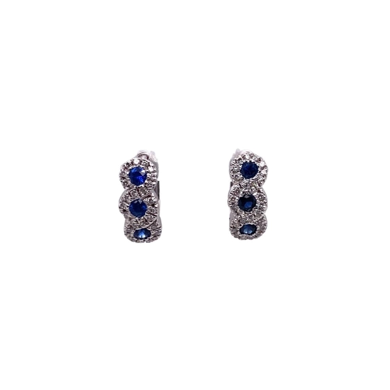Sapphire and Diamond Trio Huggies, 14kt
