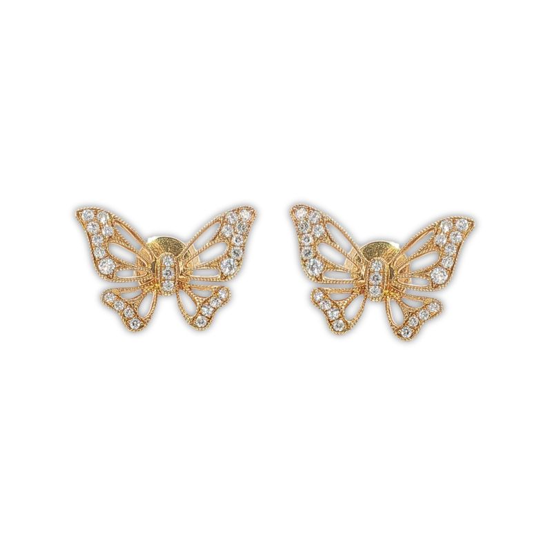 0.25ctw Diamond Butterfly Stud Earrings, 14kt