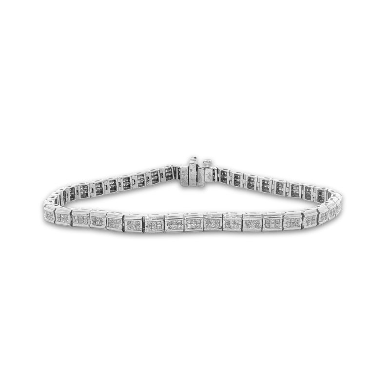 2.00ctw 2-Row Invisible Set Diamond Bracelet, 14kt white