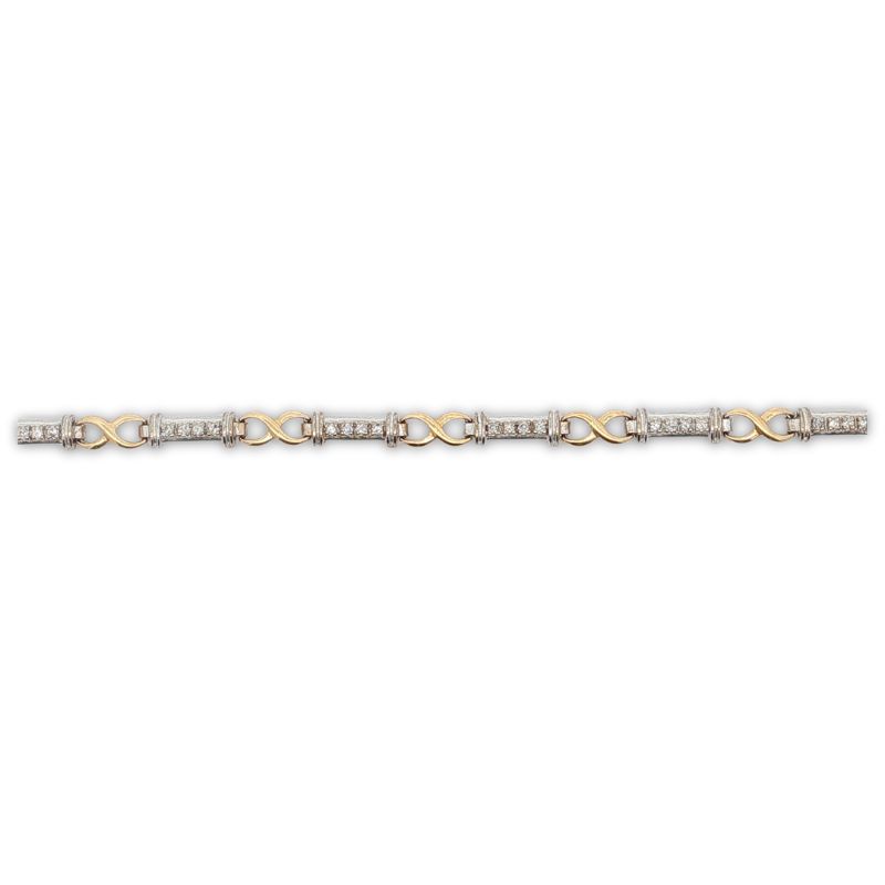 0.50ctw, Two Tone Infinity Diamond Bracelet, 14kt - Image 2