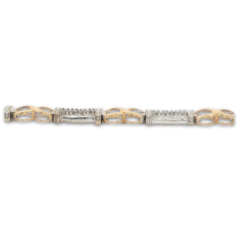 0.50ctw, Two Tone Infinity Diamond Bracelet, 14kt - Image 3