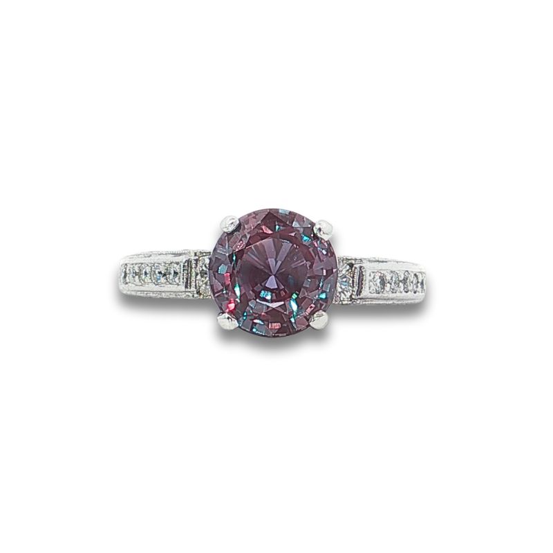 2.50ct Alexandrite, 0.50ctw Art Deco Diamond Ring, 14kt