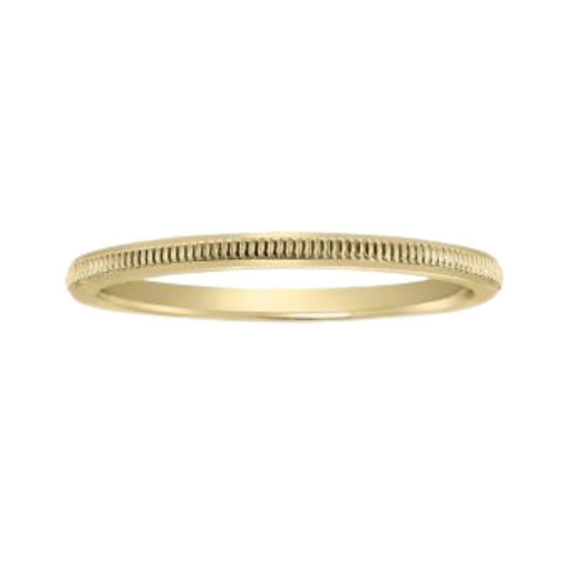 Thin Band with Milgrain Center, 14kt yellow gold