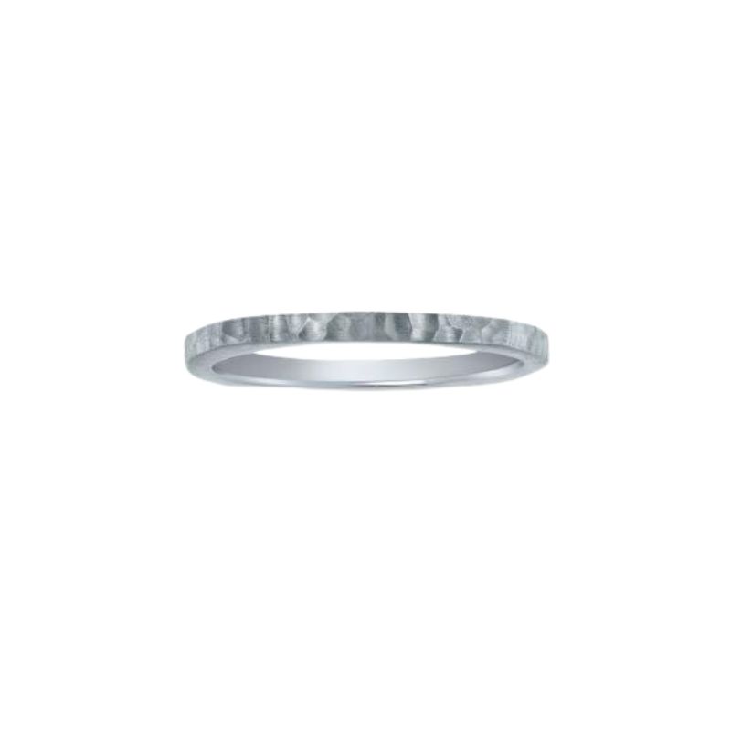 SQUARED STACKABLE BAND HAMMERED FINSH 14KT WHITE GOLD 1.0MM