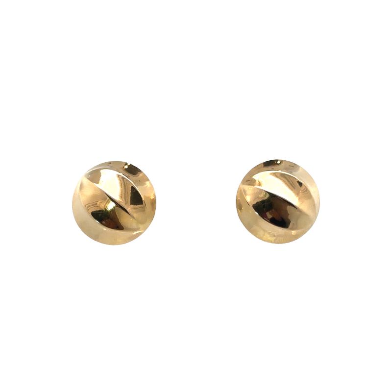 Large Button Gold Earrings, 14kt Yellow