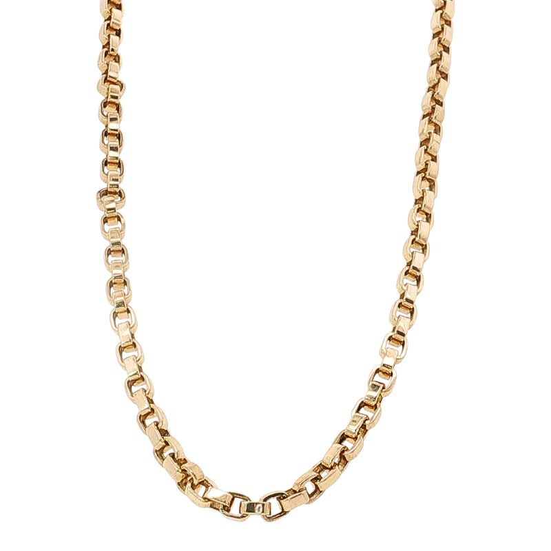4.0mm Wide Flat Oval Solid Cable Chain, 14kt Yellow