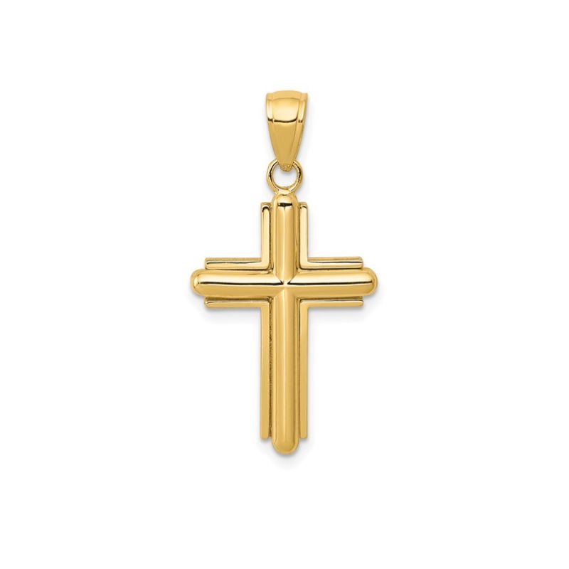2-D Beveled Cross with Frame Pendant, 14kt Yellow Gold