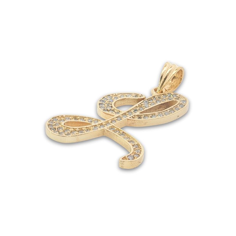 0.75ctw Diamond ~22L~22 Script Initial Pendant, 14kt - Image 2