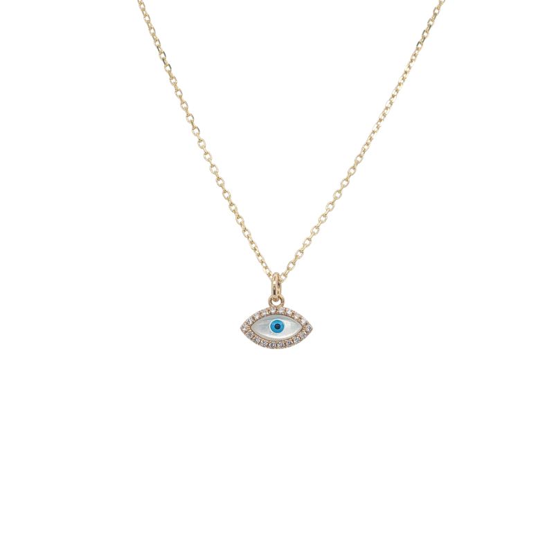 Small Evil Eye Pendant 0.07ctw, 14kt