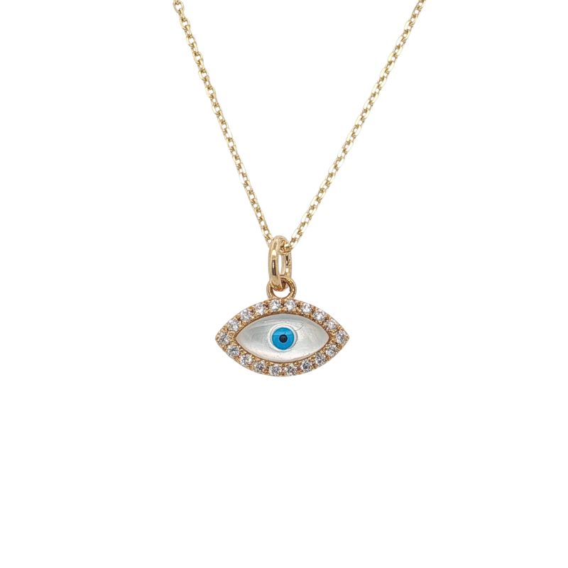 Medium Evil Eye Pendant , 0.13ctw 14kt Gold