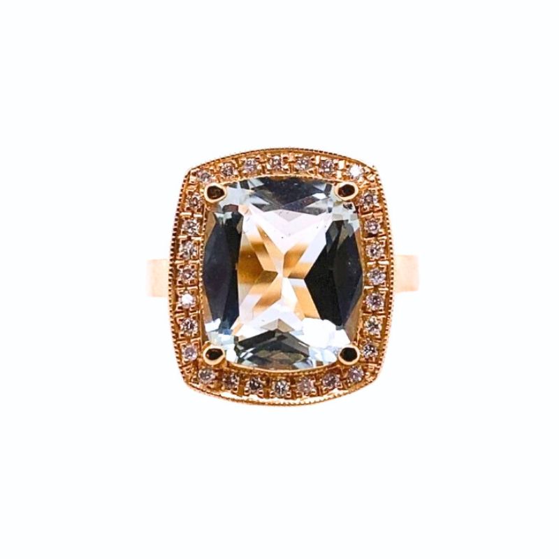 Miligrain Diamond Halo and 5.50ctw Green Amethyst Cocktail Ring