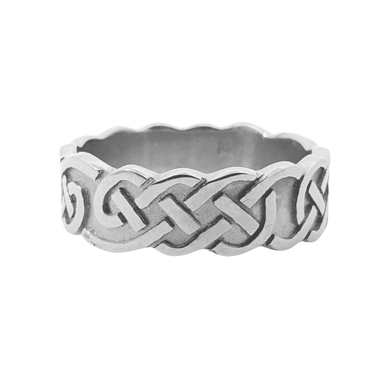 7mm Celtic Gents Wedding Band, 14kt White