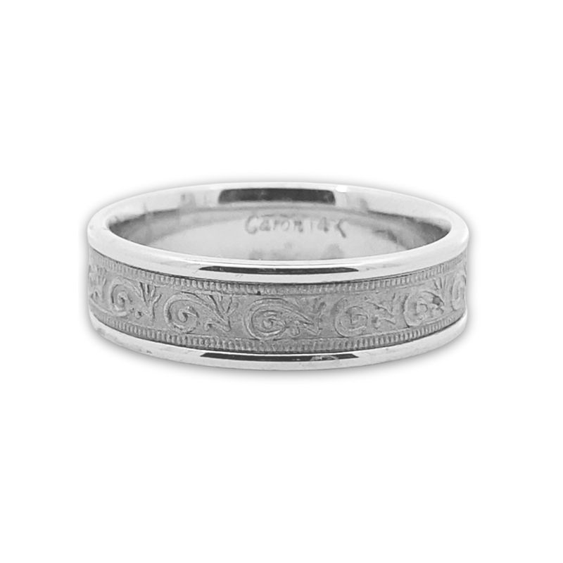 6mm Floral apttern Gents Wedding Band