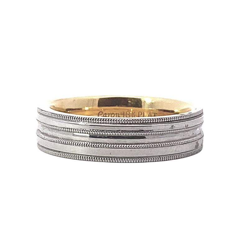 6mm Three-Row Milgrain Band with 18kt Gold Sleeve
