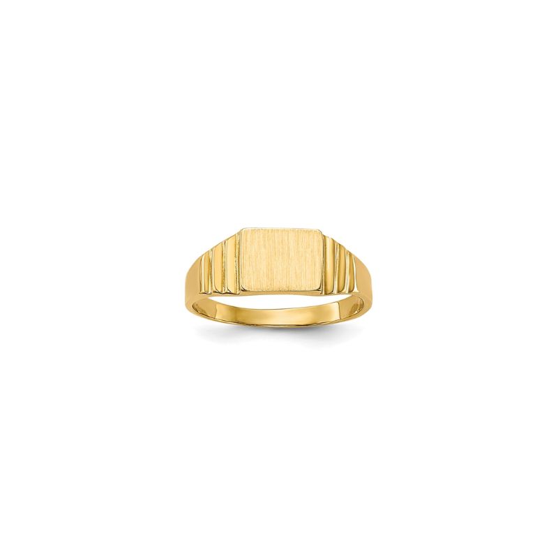 Small Satin Rectangular Pinky Signet Ring, 10kt Yellow