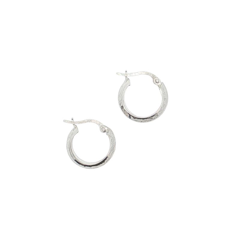 15mm Diamond Cut Huggies, 14kt White - Image 2