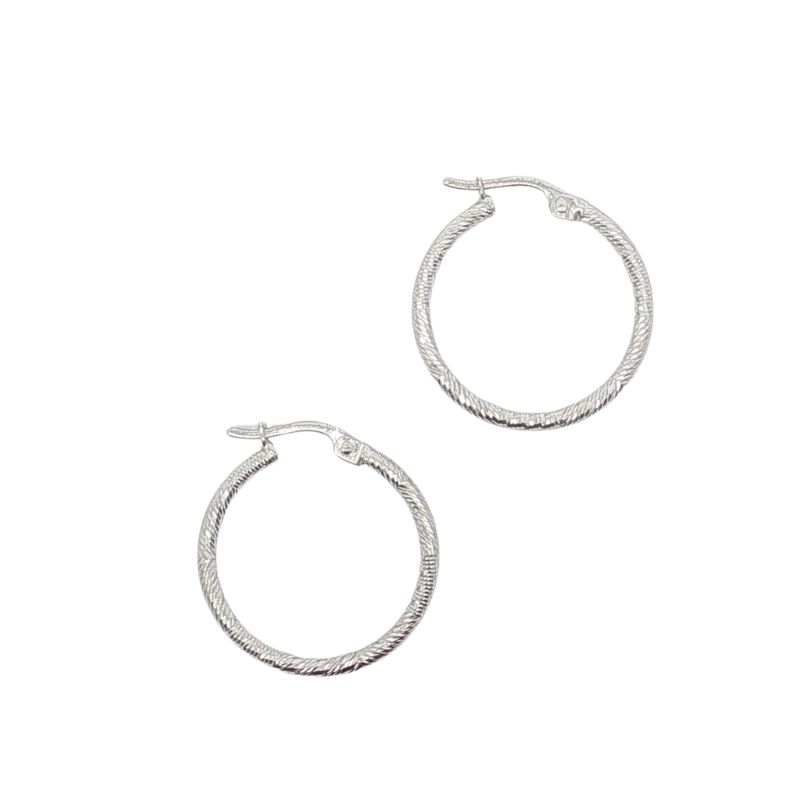 23mm Diamond Cut Mid-size Hoops, 14kt White