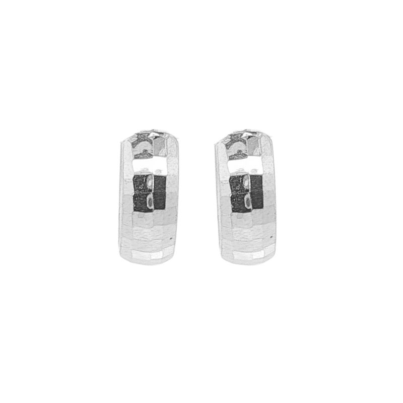 17mm Diamond Cut Huggies, 14kt White