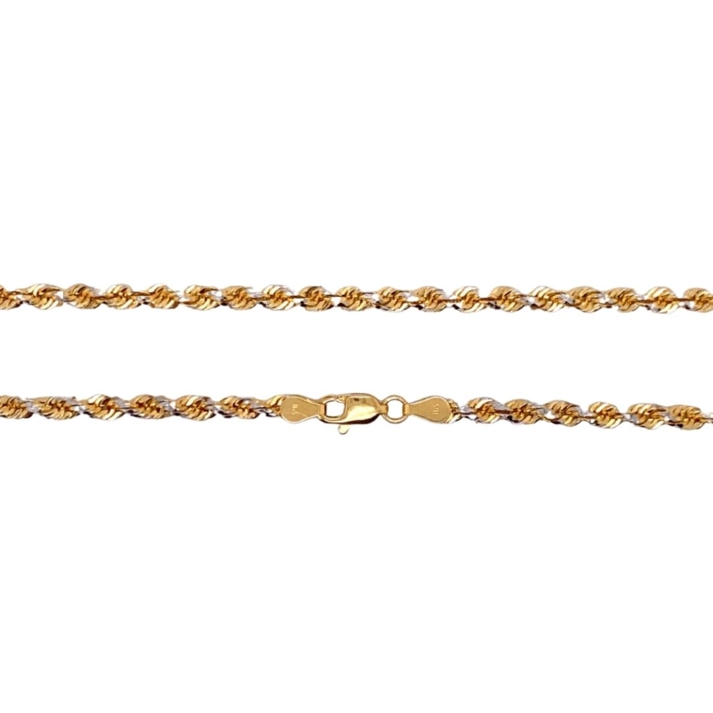3.5mm Two-Tone Diamond Cut Rope Chain, 24~22