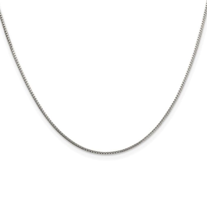 1mm Rhodium Plated Box Chain, Sterling Silver