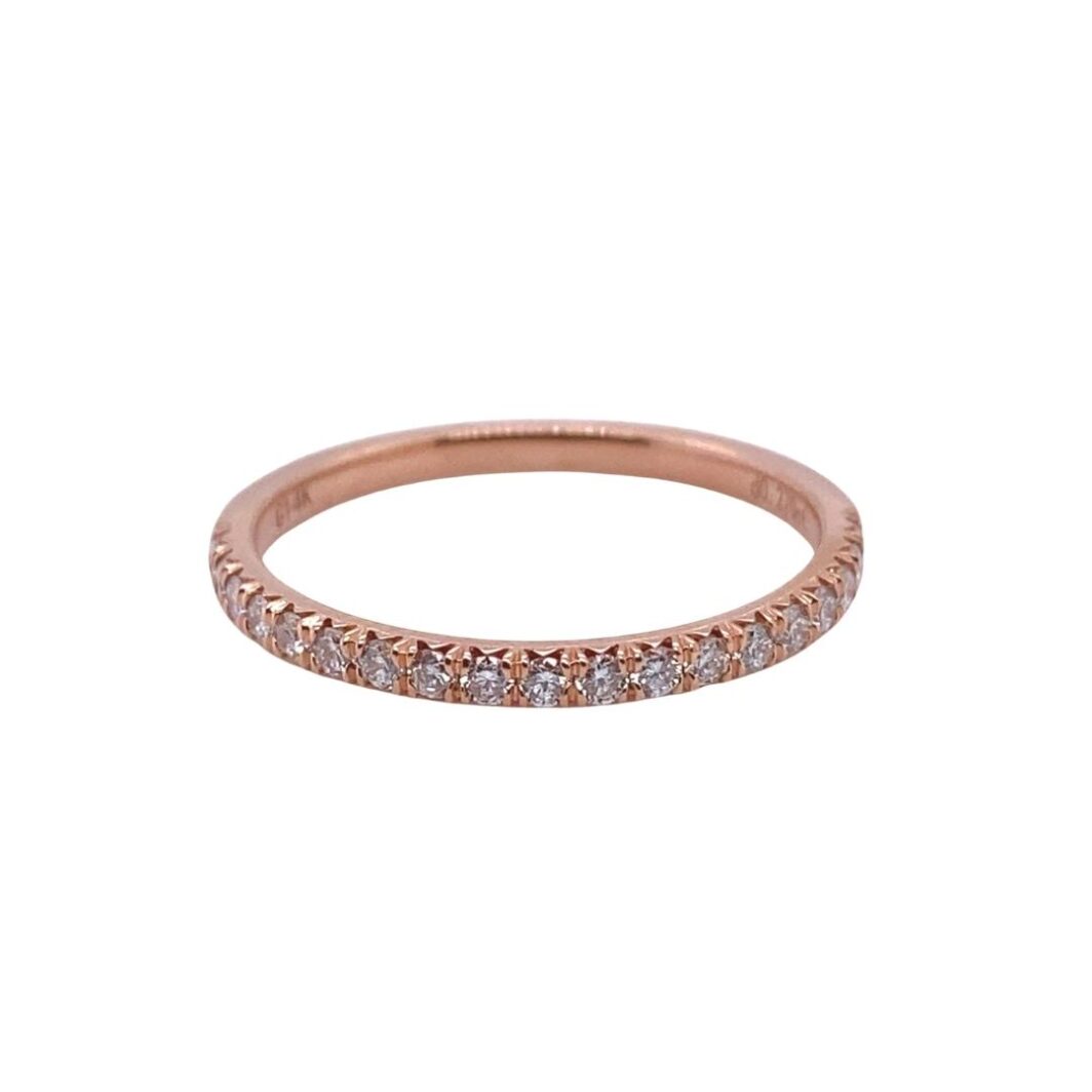 Thin Split-Prong Diamond Stackable Band, 14kt Rose Gold