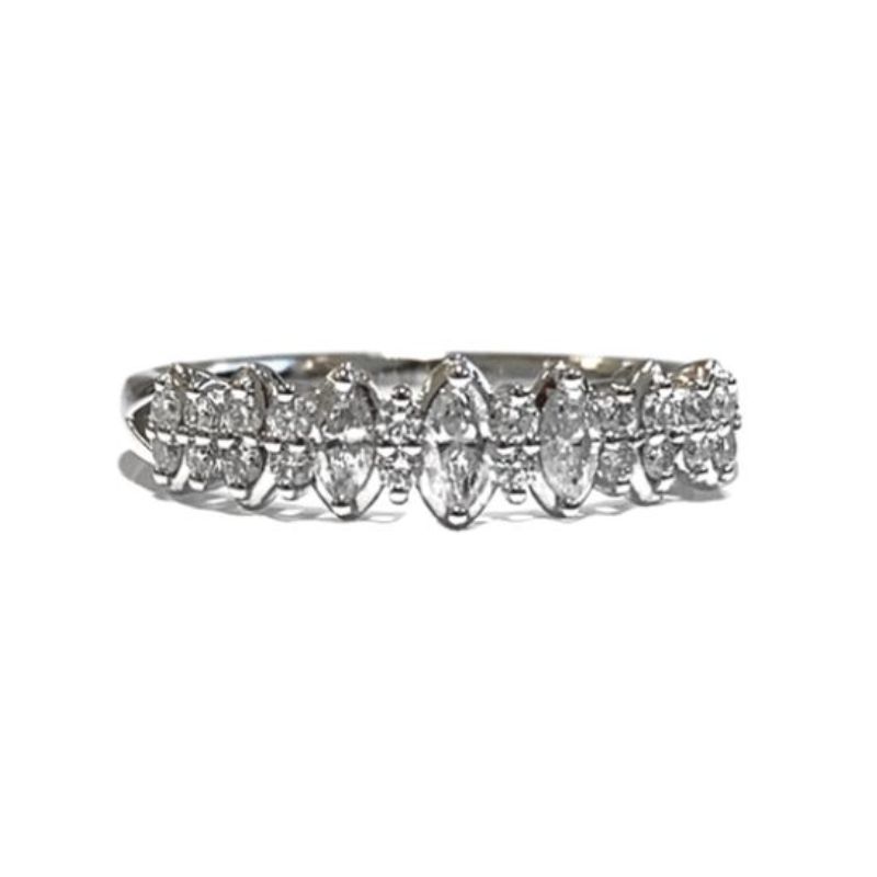 0.40ctw 2 Row Round and Marquise band, Lab Grown, 14kt White