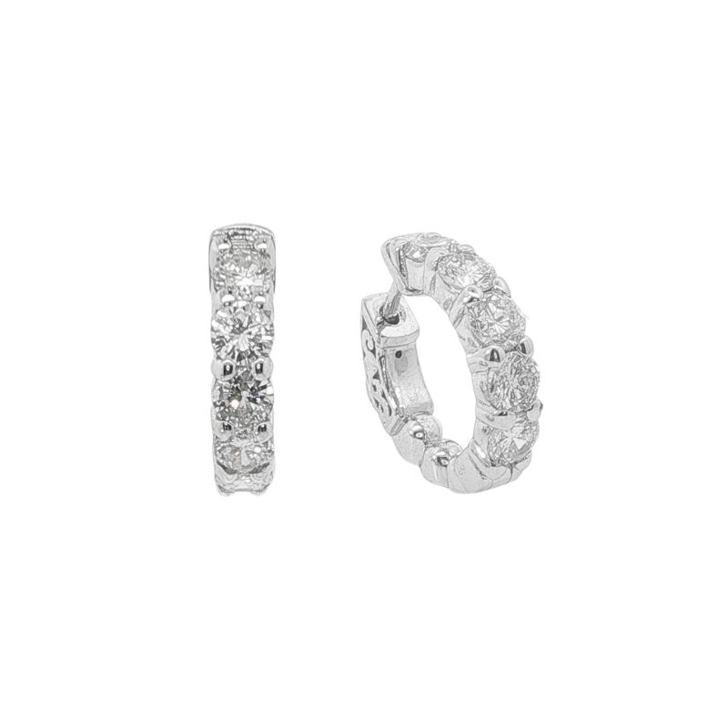 1.50ctw Large Stone Small Huggies, 14kt White