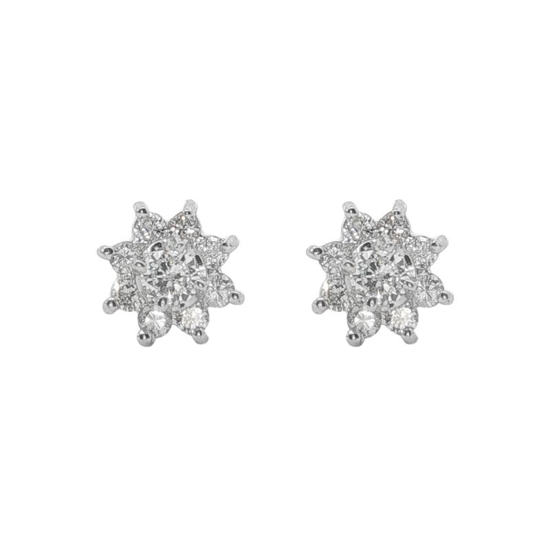 Vintage 0.60ctw Cluster Earrings, 14kt white