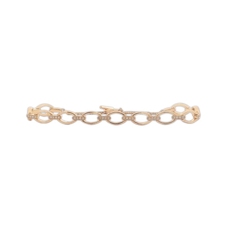 0.20ctw Diamond Oval Link Toggle Bracelet, 14kt